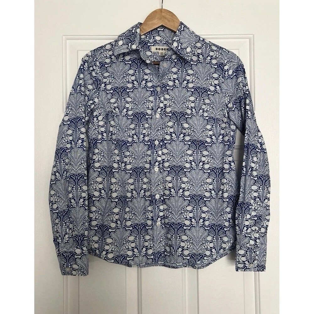 Boden Button Down Shirt Blue Pattern Size US 2